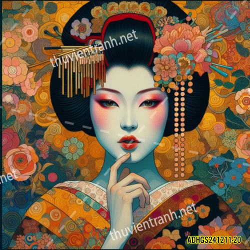 Tranh dán tường hoa cô gái Geisha Nhật Bản-ADHGS241211-20 - Tranh tường chất lượng cao